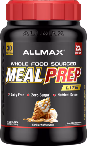 ALLMAX Nutrition Meal Prep Lite 100% sem laticínios, proteína de origem alimentar integral, casquinha de waffle de baunilha - 30 porções
