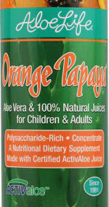 Suco concentrado de folhas inteiras de Aloe Vera Aloe Life , laranja e mamão - 477 ml
