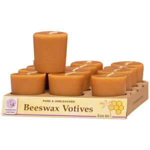 Velas votivas de cera de abelha Aloha Bay 100% pura e não branqueada - 12 velas votivas