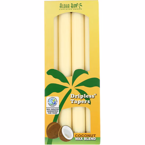 Aloha Bay Dripless Tapers Mistura de Cera de Coco Marfim -- 4 Velas