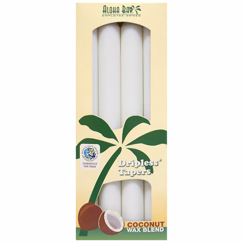 Aloha Bay Dripless Tapers Mistura de Cera de Coco Branca -- 4 Velas
