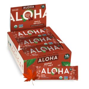 Barra de proteína vegetal orgânica Aloha com sal marinho e bordo - 12 barras