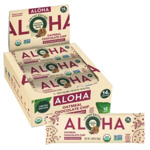 Barra de proteína vegetal orgânica Aloha com aveia e gotas de chocolate - 12 barras