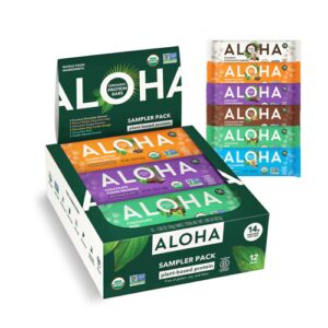 Barras de proteína orgânicas à base de plantas Aloha - Pacote de amostra - 12 barras