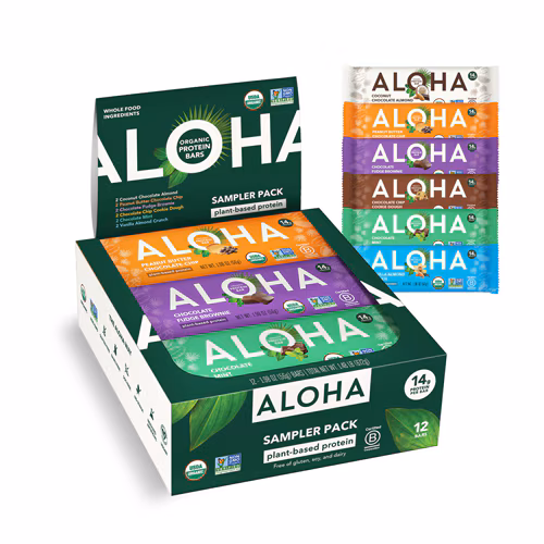 Barras de proteína orgânicas à base de plantas Aloha - Pacote de amostra - 12 barras
