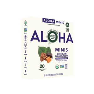 Mini barras de proteína Aloha com chocolate, caramelo e nozes pecan - 20 mini barras