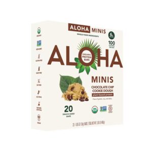 Mini barras de proteína Aloha com massa de biscoito com gotas de chocolate - 20 mini barras