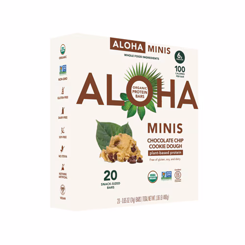 Mini barras de proteína Aloha com massa de biscoito com gotas de chocolate - 20 mini barras