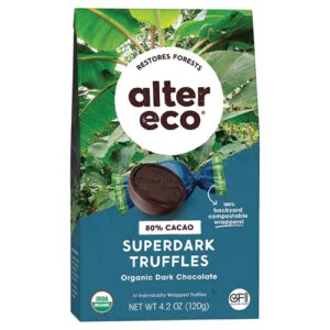 Trufas de chocolate superescuro orgânico Alter Eco 80% cacau -- 4,2 oz