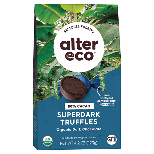 Trufas de chocolate superescuro orgânico Alter Eco 80% cacau -- 4,2 oz