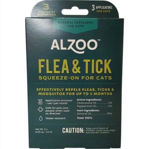 Tratamento tópico para pulgas e carrapatos Alzoo , suprimento para 3 meses para gatos - pacote com 3