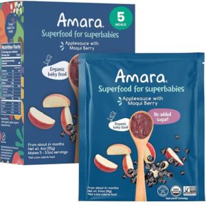 Amara Organic Baby Superfood Compota de Maçã com Maqui Berry - 5 Sachês