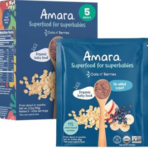 Aveia e frutas vermelhas Amara Organic Baby Superfood - 5 sachês