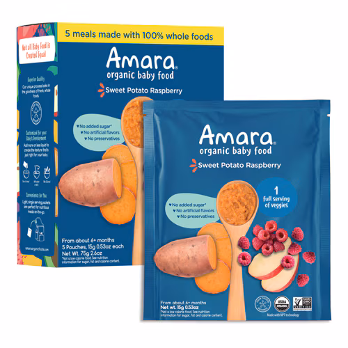 Amara Organic Baby Superfood Batata Doce Framboesa - 5 Sachês