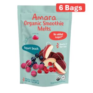 Amara Organic Smoothie Melts Kids Iogurte Lanche Beterraba e Frutas Vermelhas - Pacote com 6