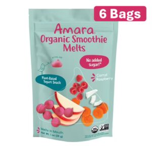 Amara Organic Smoothie Melts Kids Iogurte Cenoura Framboesa - Pacote com 6