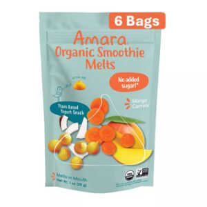 Amara Organic Smoothie Melts Lanche de Iogurte Infantil Manga Cenoura - Pacote com 6