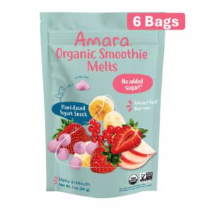 Amara Organic Smoothie Melts Kids Iogurte Lanche Frutas Vermelhas Mistas - Pacote com 6