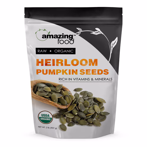 Sementes de abóbora orgânicas Amazing Food Heirloom - 2 lbs