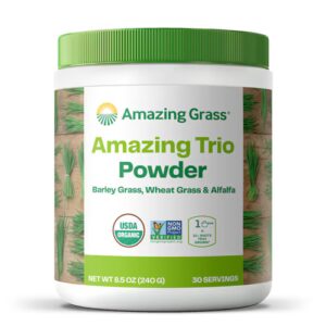 Amazing Grass Amazing Trio Powder, grama de cevada, grama de trigo e alfafa em pó - 30 porções