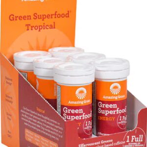 Comprimidos de energia verde efervescente Amazing Grass Tropical - 60 comprimidos