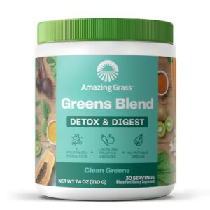 Amazing Grass Greens Blend Detox & Digest Clean Greens em pó - 30 porções