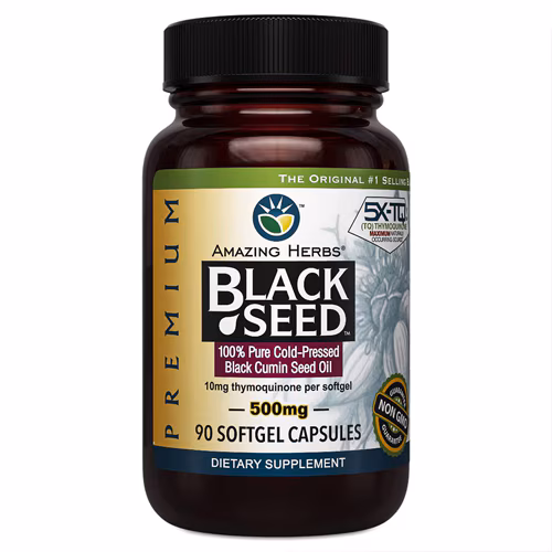 Amazing Herbs Premium Black Seed - 500 mg - 90 cápsulas gelatinosas
