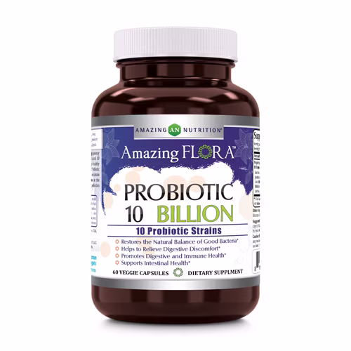 Probiótico Amazing Nutrition Amazing Flora 10 cepas -- 10 bilhões - 60 cápsulas vegetarianas