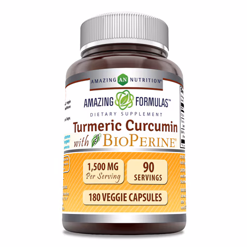 Amazing Nutrition Amazing Formulas Cúrcuma Curcumina com BioPerine -- 1500 mg - 180 Cápsulas Vegetarianas