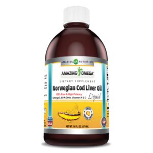 Amazing Nutrition Amazing Omega - Óleo de Fígado de Bacalhau Norueguês Laranja Fresca -- 473 mL - 16 fl oz