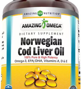 Óleo de fígado de bacalhau norueguês Amazing Nutrition Amazing Omega Laranja fresca - 1250 mg - 120 cápsulas gelatinosas