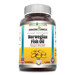 Amazing Nutrition Amazing Omega - Óleo de peixe norueguês Limão -- 1250 mg - 120 cápsulas gelatinosas