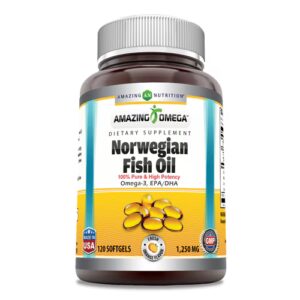 Amazing Nutrition Amazing Omega - Óleo de Peixe Norueguês Laranja -- 1250 mg - 120 Cápsulas Gelatinosas