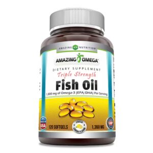 Amazing Nutrition Amazing Omega - Óleo de Peixe Tripla Força Limão -- 1360 mg - 120 Cápsulas Gelatinosas