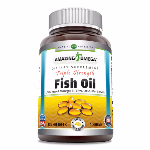 Amazing Nutrition Amazing Omega - Óleo de Peixe Tripla Força Limão -- 1360 mg - 120 Cápsulas Gelatinosas