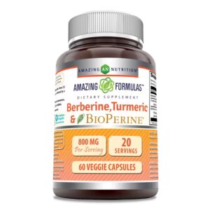 Berberina, cúrcuma e bioperina da Amazing Nutrition - 800 mg - 60 cápsulas vegetarianas