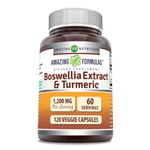 Extrato de Boswellia com Cúrcuma da Amazing Nutrition - 1200 mg - 120 Cápsulas Vegetais