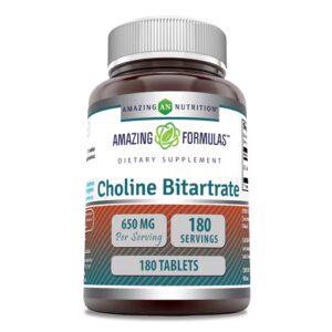Bitartarato de colina Amazing Nutrition - 650 mg - 180 comprimidos