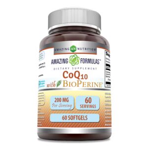 Amazing Nutrition CoQ10 com Bioperine -- 200 mg - 60 Cápsulas Gelatinosas