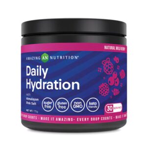 Hidratação diária Amazing Nutrition com sal rosa do Himalaia e frutas silvestres naturais - 6,17 oz