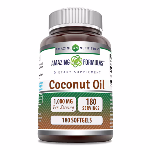 Óleo de coco extravirgem Amazing Nutrition - 1000 mg - 180 cápsulas gelatinosas
