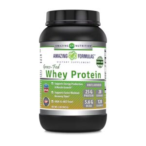 Proteína de soro de leite alimentada com capim Amazing Nutrition sem sabor - 2 lbs