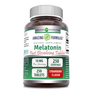 Comprimidos de dissolução rápida de melatonina Amazing Nutrition Morango -- 10 mg - 250 comprimidos