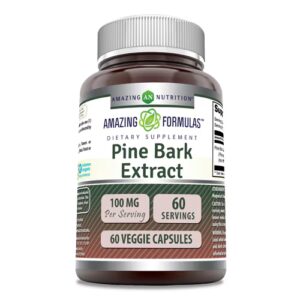 Extrato de casca de pinheiro Amazing Nutrition - 100 mg - 60 cápsulas vegetarianas