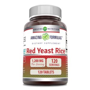 Arroz Vermelho Levedado Amazing Nutrition - 1200 mg - 120 Comprimidos