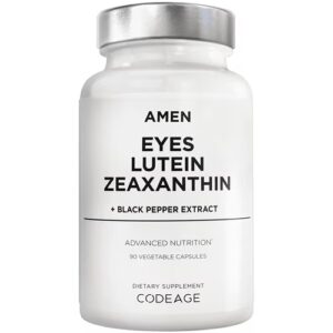 AMEN Eyes Luteína Zeaxantina - Raiz de Beterraba Vermelha - Pimenta-do-Reino - Vitaminas para a Saúde Macular Formala - 90 Cápsulas Vegetais