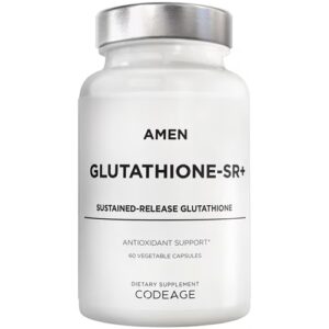 AMEN Glutationa-SR+ L-Glutationa Galactomanana de Liberação Sustentada Lecitina de Girassol -- 60 Cápsulas Vegetais