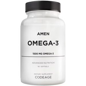AMEN Ômega-3 EPA DHA Ácidos Graxos Óleo de Peixe - Saúde Cerebral e Cognição -- 90 Cápsulas Gelatinosas