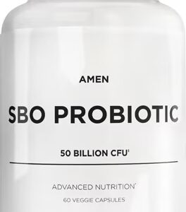 AMEN SBO Probiótico 50 bilhões de UFC vegano multicepas à base de solo e prebióticos - 60 cápsulas
