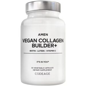 AMEN Vegan Collagen Builder Beleza Nutrição Vitamina C Biotina Frutas Orgânicas -- 30 Cápsulas Vegetais